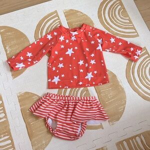 Like New - Hanna Anderson Two Piece Infant Swimsuit 3-6 Months